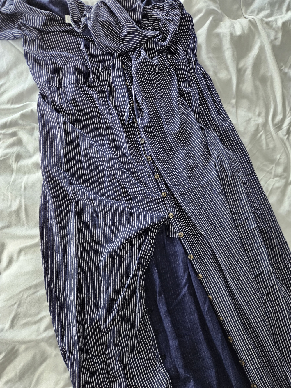 American Eagle XXL Blue Stripe Maxi Dress With Leg Slit